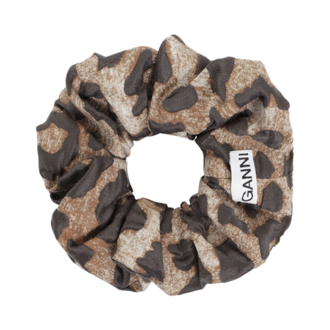 (W) 가니 3D 레오파드 자카드 스크런치 빅 레오파드 아몬드 밀크((W) Ganni 3D Leopard Jacquard Scrunchie Big Leopard Almond Milk) - 1