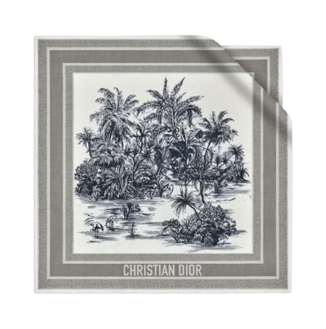 디올 트왈 드 주이 스퀘어 스카프 실크 트윌 네이비 블루(Dior Toile de Jouy Square Scarf Silk Twill Navy Blue) - 1