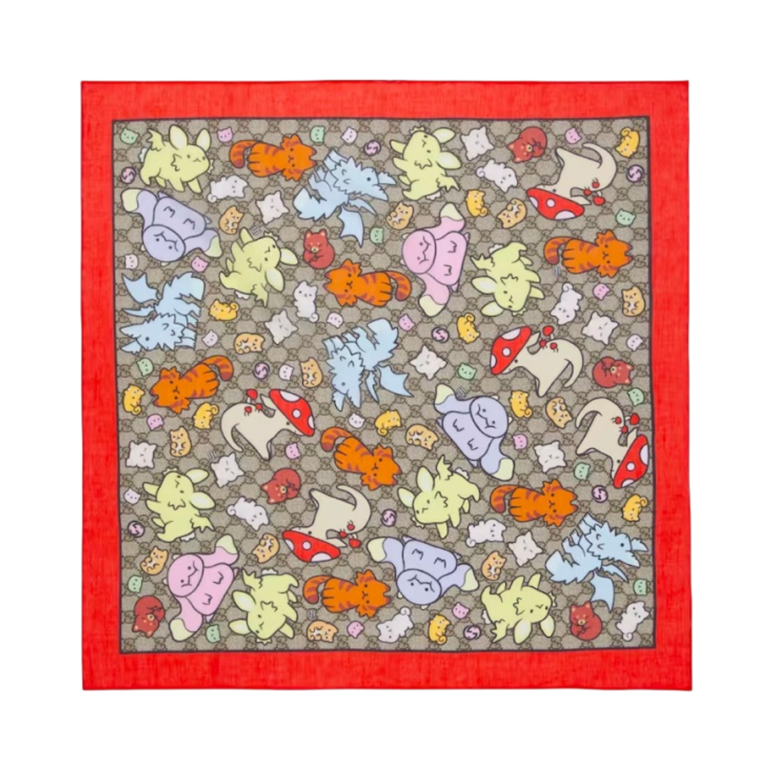 (W) 구찌 GG 코튼 스카프 베이지 에보니((W) Gucci GG Cotton Scarf Beige Ebony) - 1