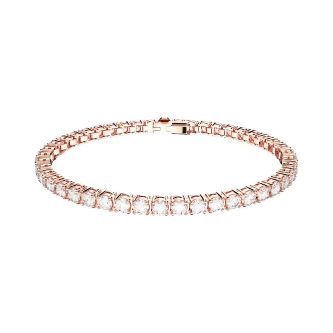 (W) 스와로브스키 매트릭스 테니스 브레이슬릿 화이트 로즈 골드 플래팅((W) Swarovski Matrix Tennis Bracelet White Rose Gold Plated)