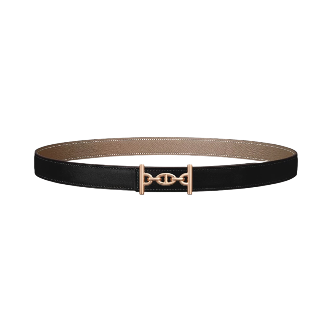 (W) 에르메스 라군 벨트 버클 & 리버서블 가죽 스트랩 24mm & 핑크 골드 누아 에뚜쁘((W) Hermes Lagune Belt Buckle & Reversible Leather Strap 24mm & Pink Gold Noir Etoupe) - 1