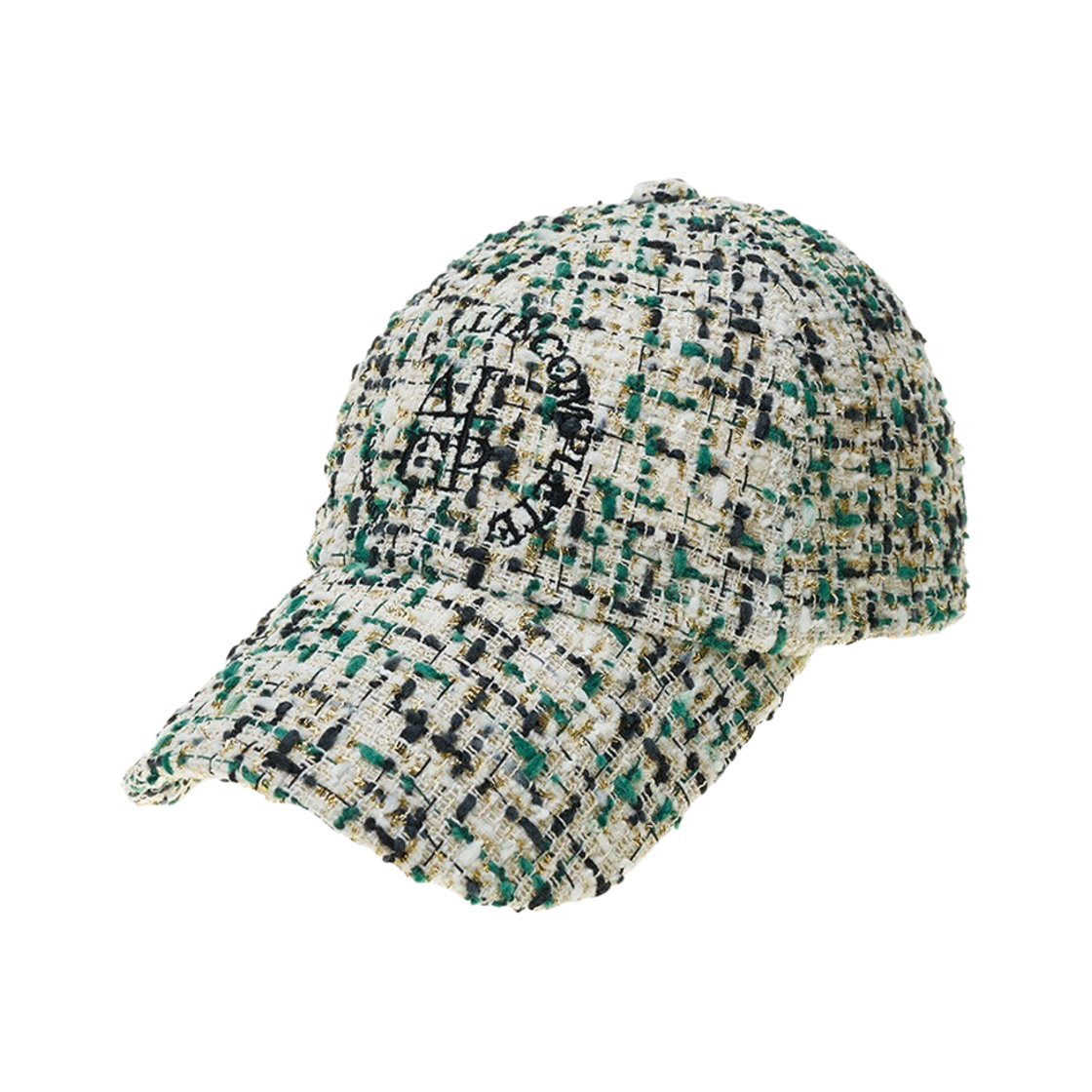 올인컴플리트 라운드 로고 트위드 볼캡 블랙 & 그린 & 화이트