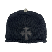 Chrome Hearts Cross Leather Patch Cashmere Beanie Black