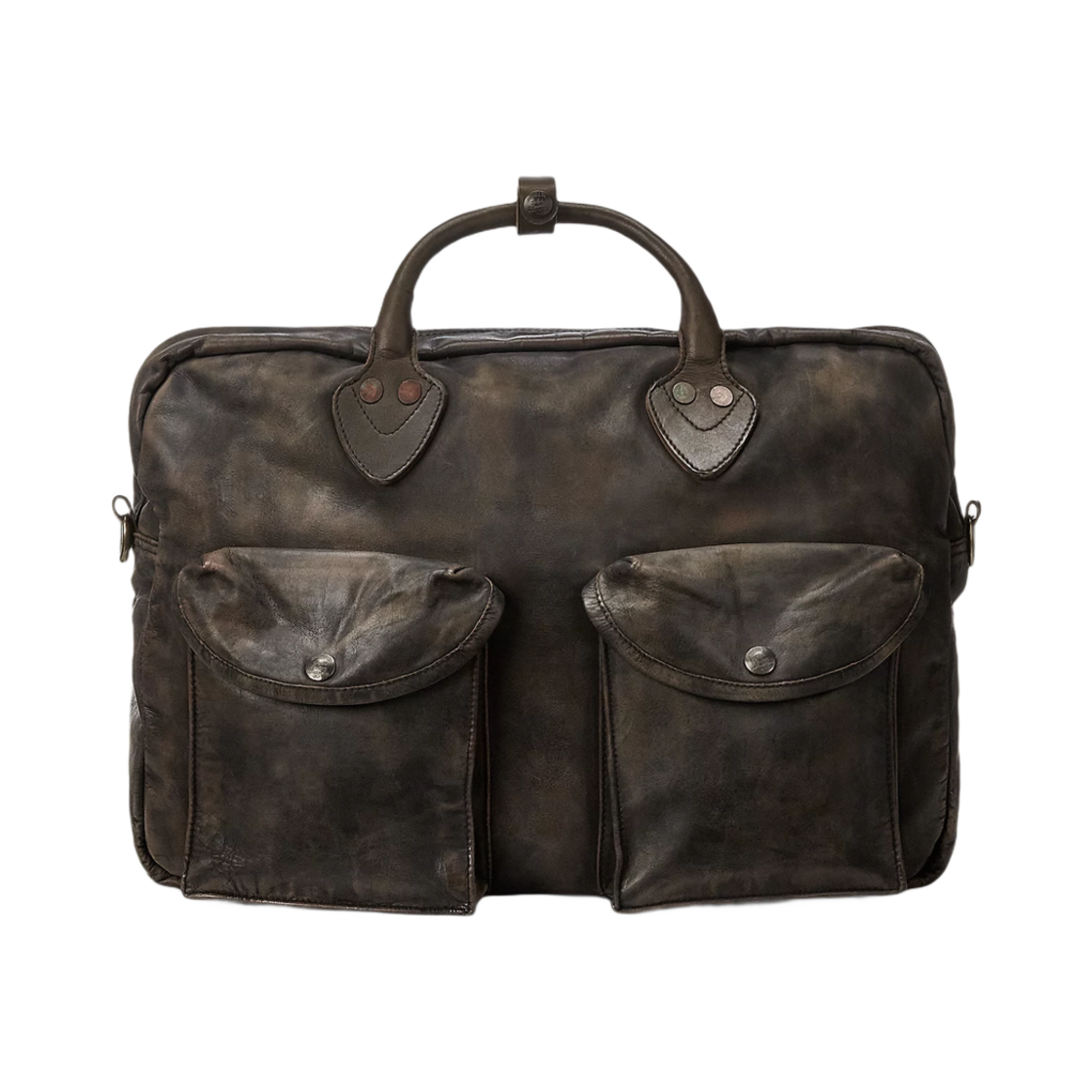 634624 Double RL Leather Briefcase Dark Brown