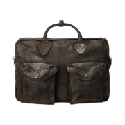 Double RL Leather Briefcase Dark Brown