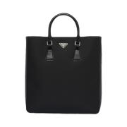 Prada Re-Nylon Brushed Leather Tote Bag Black