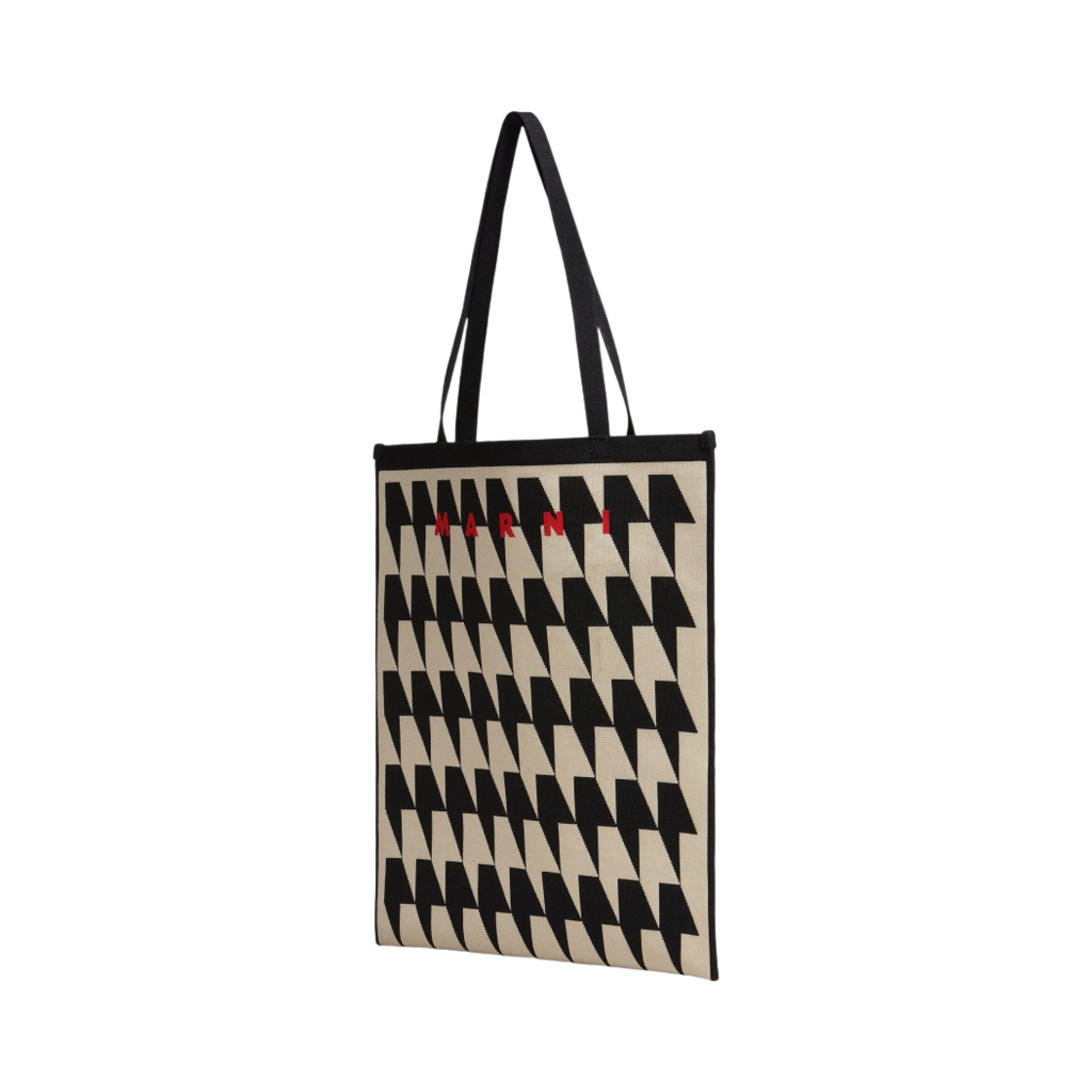 마르니 하운즈투스 자카드 토트백 소프트 베이지 블랙(Marni Houndstooth Jacquard Tote Bag Soft Beige Black) - 2