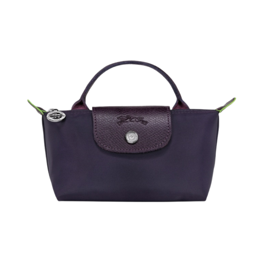 Longchamp Le Pliage Green Handle Pouch Bilberry