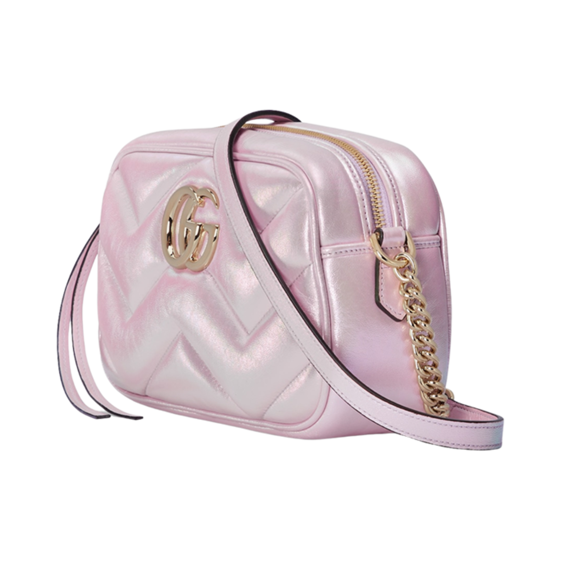 구찌 GG 마몽 스몰 숄더백 핑크 이리디센트 레더(Gucci GG Marmont Small Shoulder Bag Pink Iridescent Leather) - 2