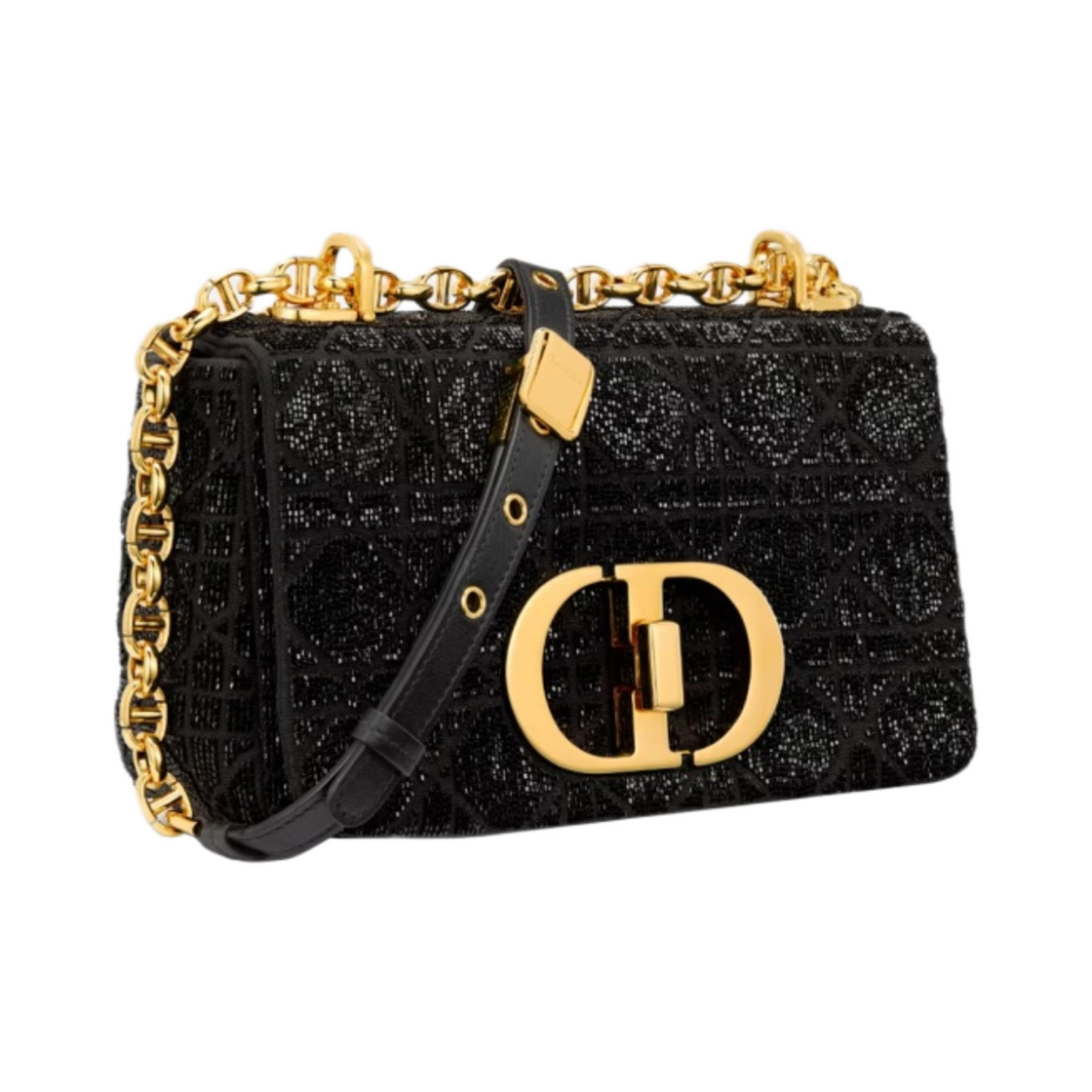 디올 스몰 카로백 까나쥬 코튼 마이크로펄 자수 블랙(Dior Small Caro Bag Cannage Cotton Micropearl Embroidery Black) - 1
