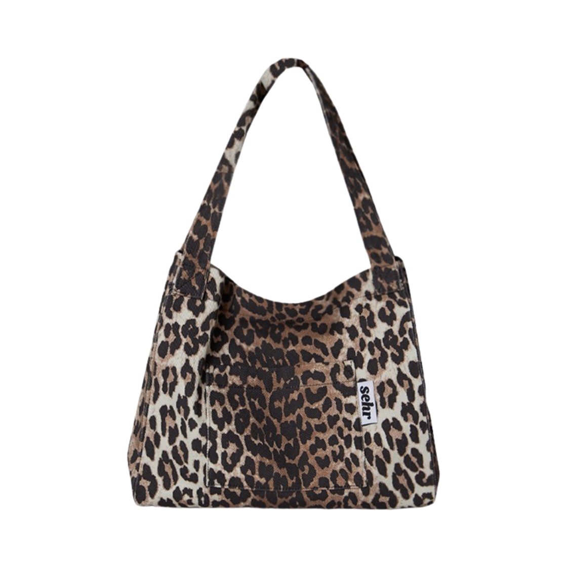 세르 레오파드 트윌코튼 미들백 브라운(SEHR Leopard Twill Cotton Middle Bag Brown)