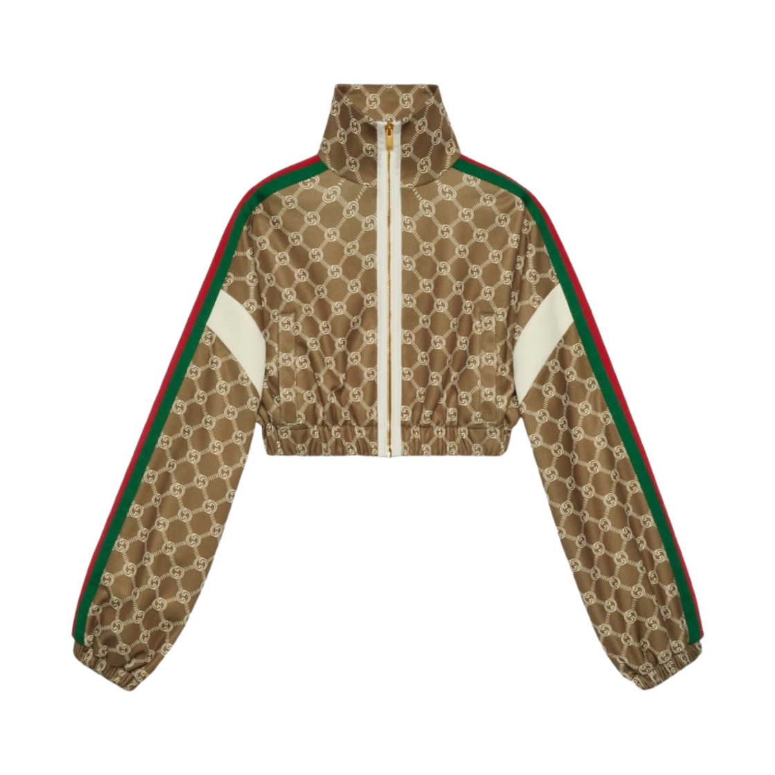 671495-XJD1G-3357 (W) Gucci Interlocking G Zipper Jacket Olive Green Ivory