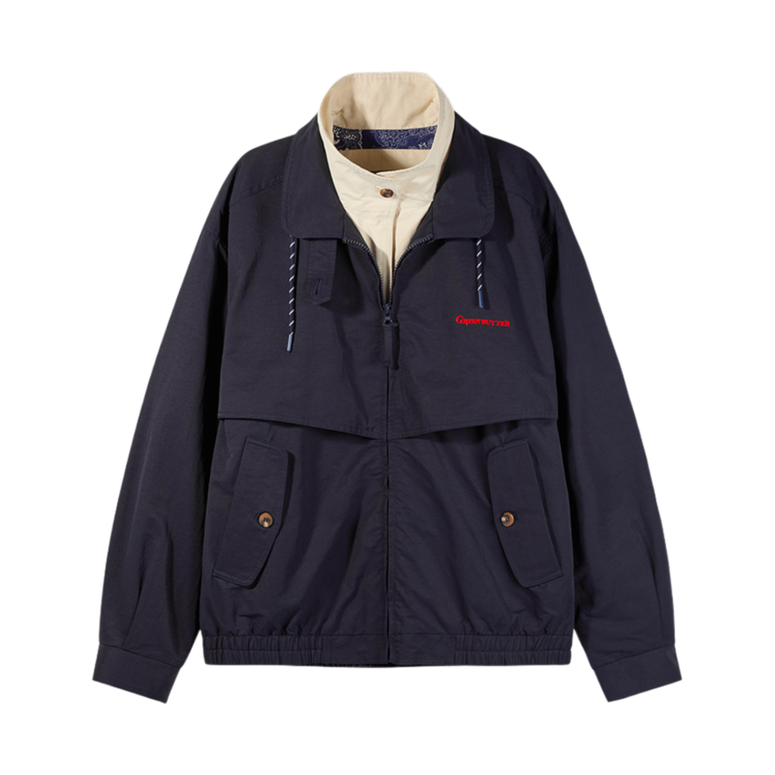 그린버터 코튼 레이어드 트러커 자켓 네이비(Greenbutter Cotton Layered Trucker Jacket Navy)