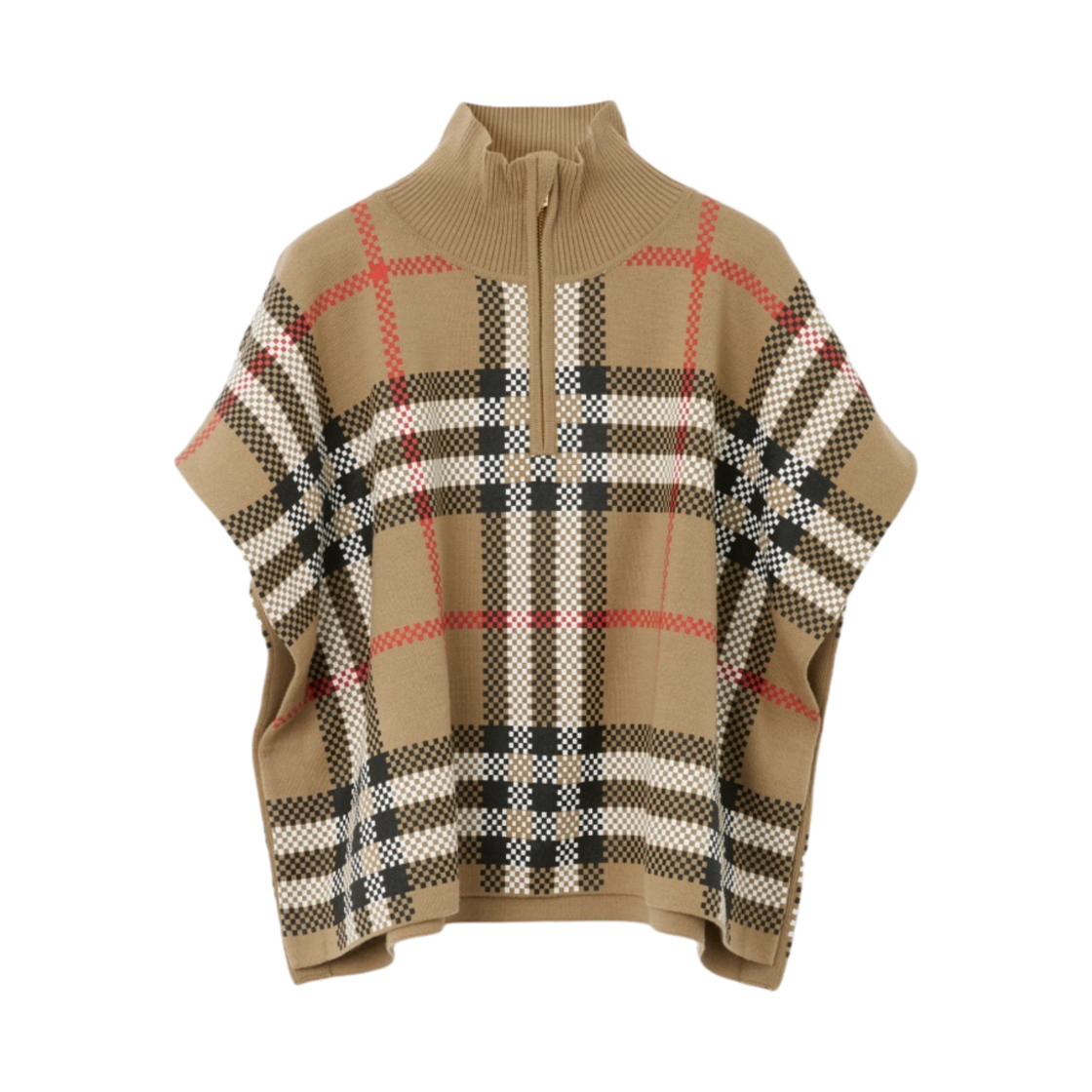 8068387 (Kids) Burberry Check Wool Cape Archive Beige