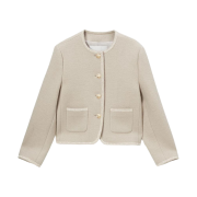 (W) Dunst Classic Boucle Tweed Jacket Cream Beige