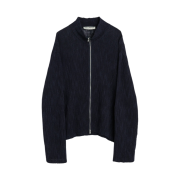 Our Legacy Shrunken Fullzip Polo Yawning Linen Navy