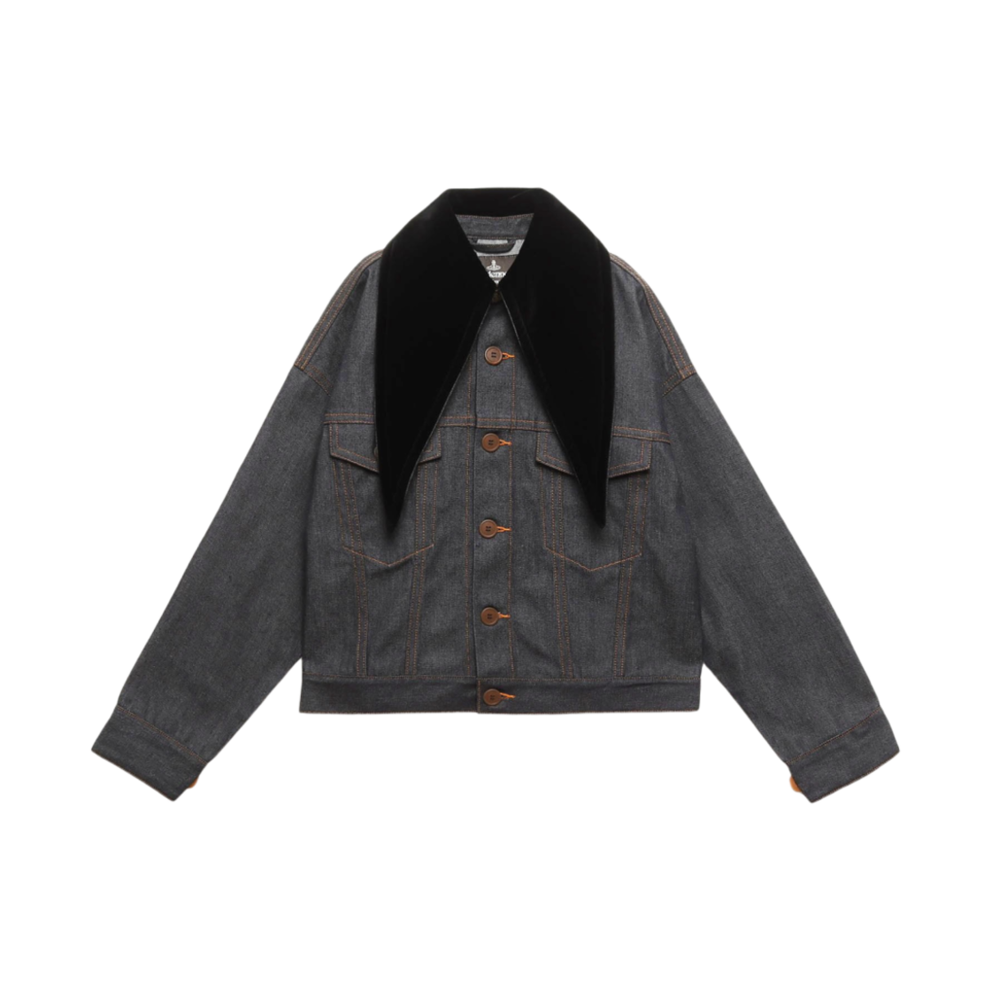 506749572 Vivienne Westwood Velvet Hals Collar Denim Jacket Navy