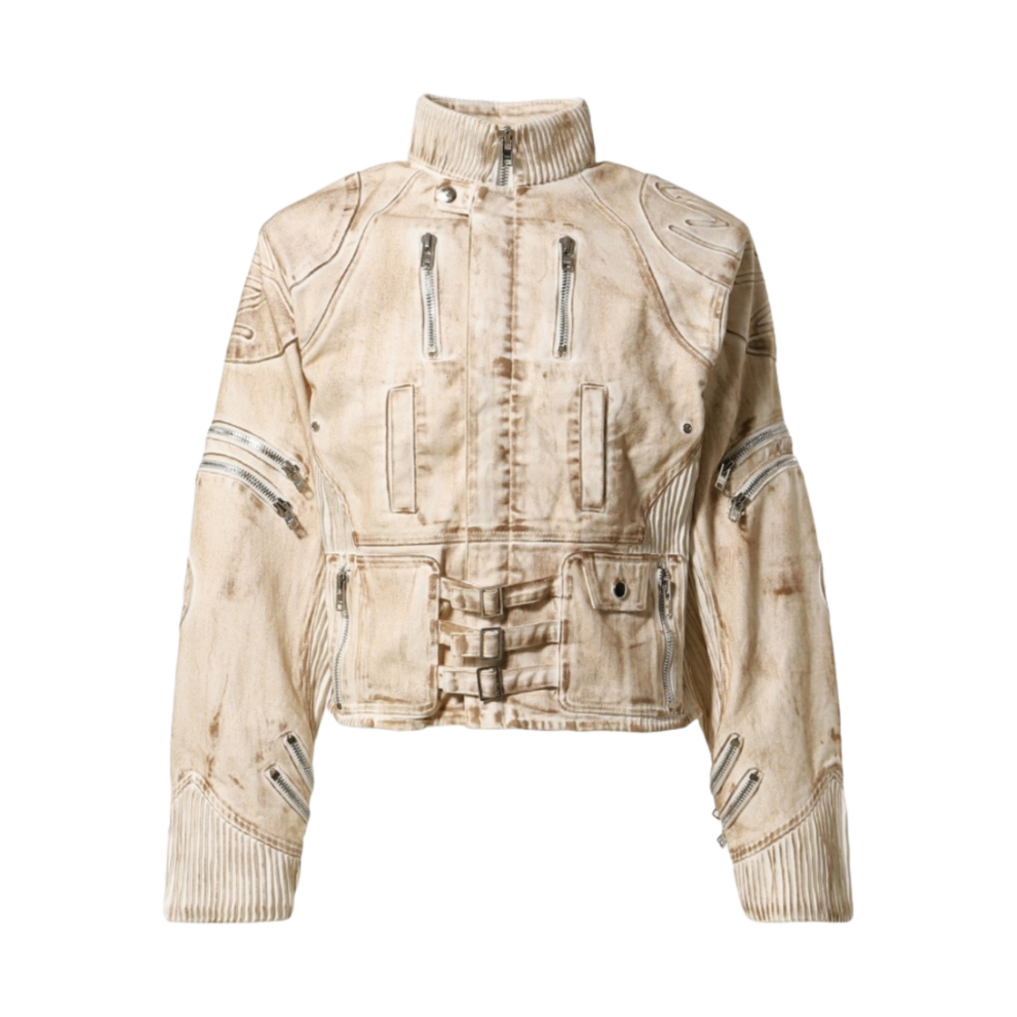 - No/Faith Studios Denim Motorcycle Jacket Gray