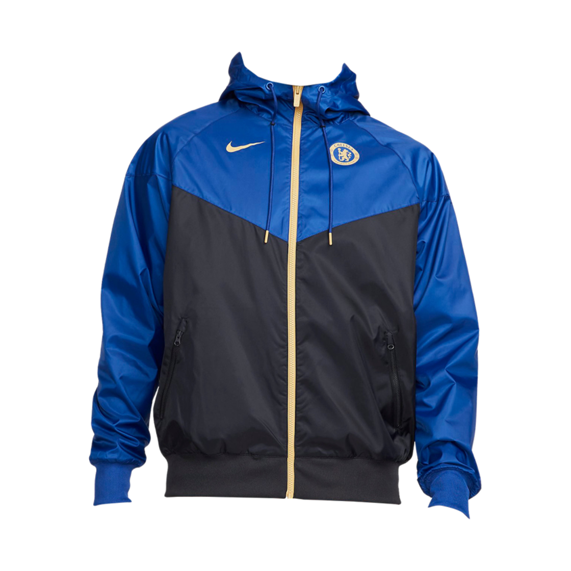나이키 첼시 FC 에센셜 윈드러너 후드 우븐 자켓 러쉬 블루 블랙 - 아시아(Nike Chelsea FC Essentials Windrunner Hooded Woven Jacket Rush Blue Black - Asia)
