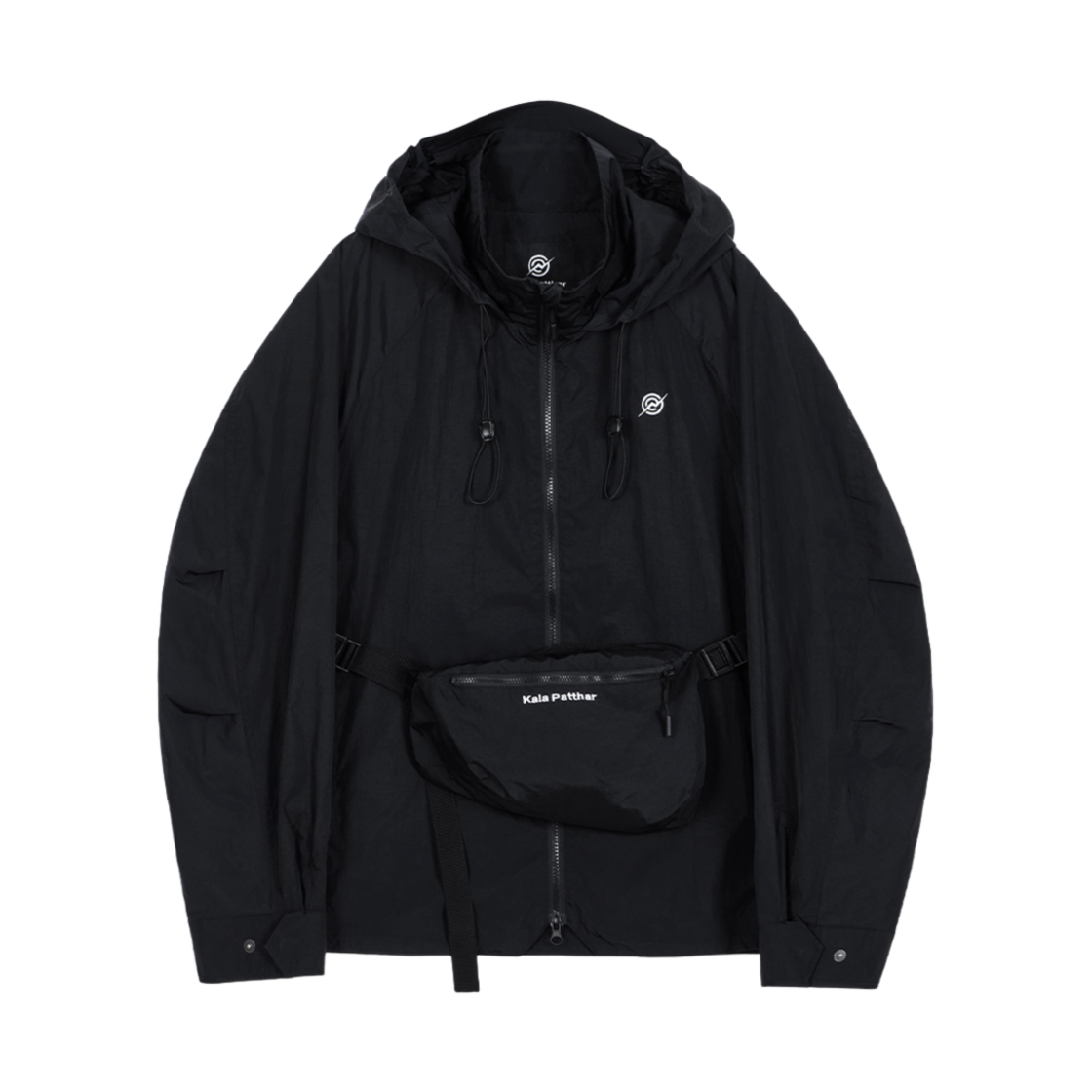 KB1JK1069MBK KALA PATTHAR Lightweight Holographic Detachable Windbreaker Black