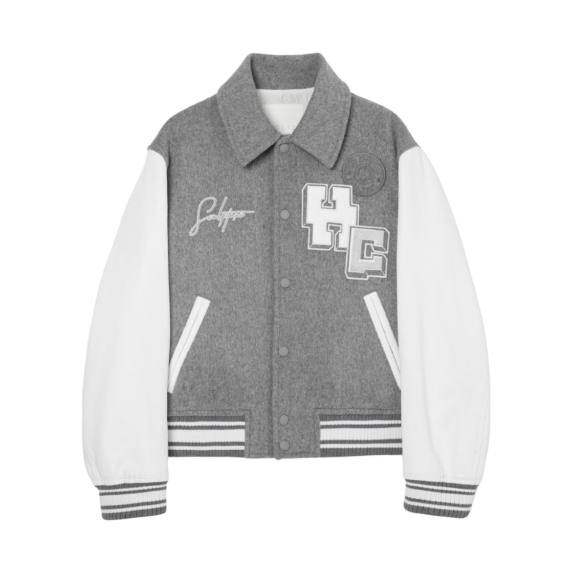 S233JP11410G Solid Homme Sculpture Varsity Jumper Grey