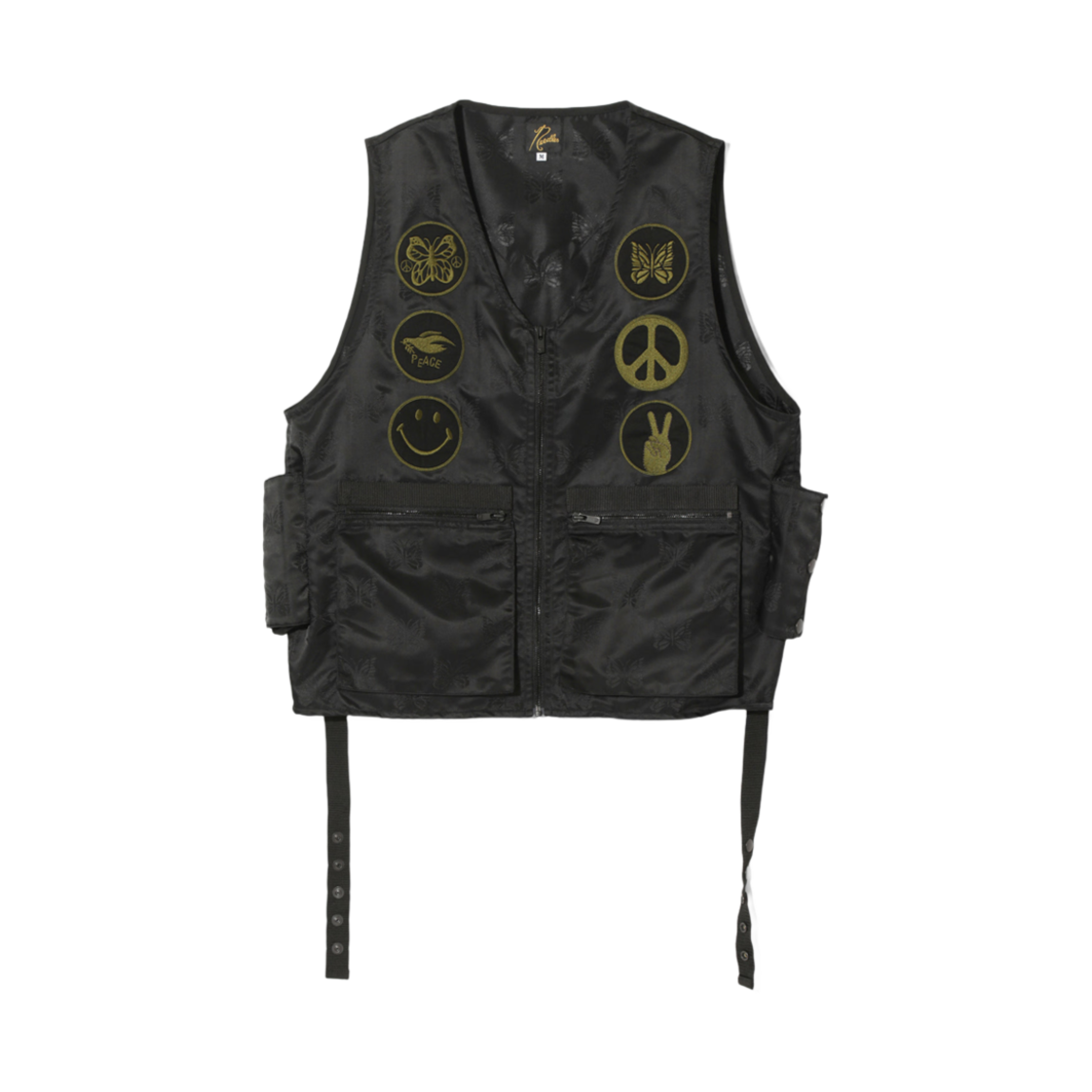 QV132B Needles Radio Vest Papillon Jacquard Sateen Black