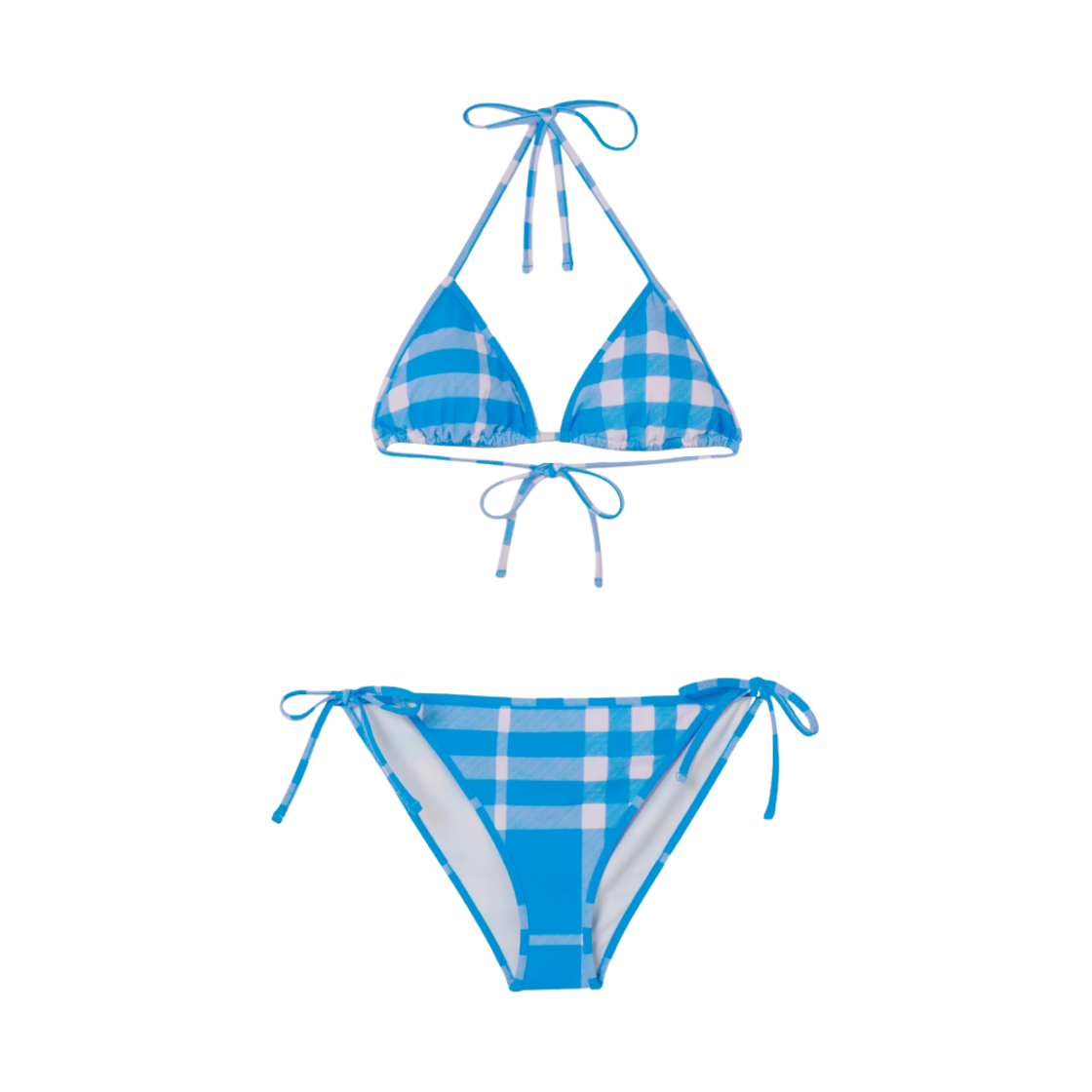 (W) 버버리 체크 스트레치 나일론 트라이앵글 비키니 비비드 블루((W) Burberry Check Stretch Nylon Triangle Bikini Vivid Blue) - 1