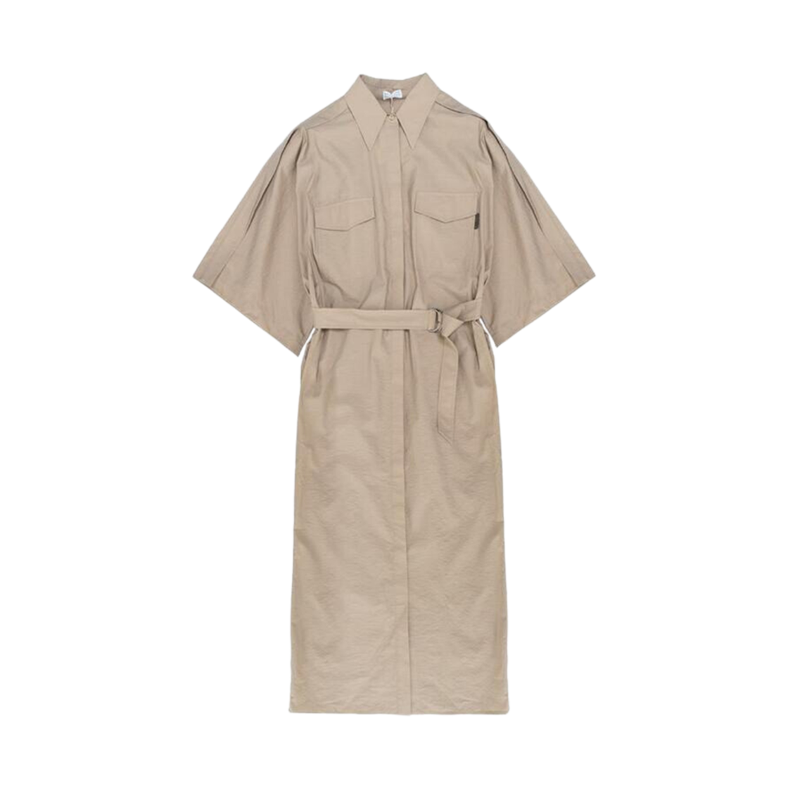 (W) 브루넬로 쿠치넬리 코튼 벨티드 원피스 베이지((W) Brunello Cucinelli Cotton Belted One Piece Beige) - 1