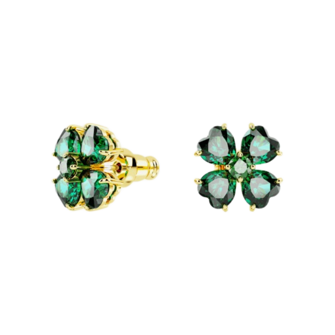 (W) 스와로브스키 이딜리아 스터디 이어링 그린 골드 플래팅((W) Swarovski Idyllia Stud Earrings Green Gold Plated) - 2