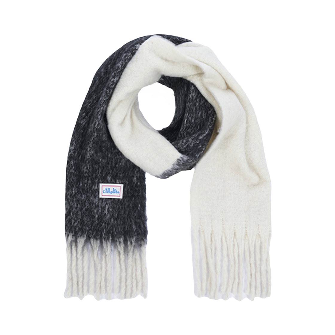 HCM-IV Allincomplete Half&Half Chunky Muffler Ivory & Black