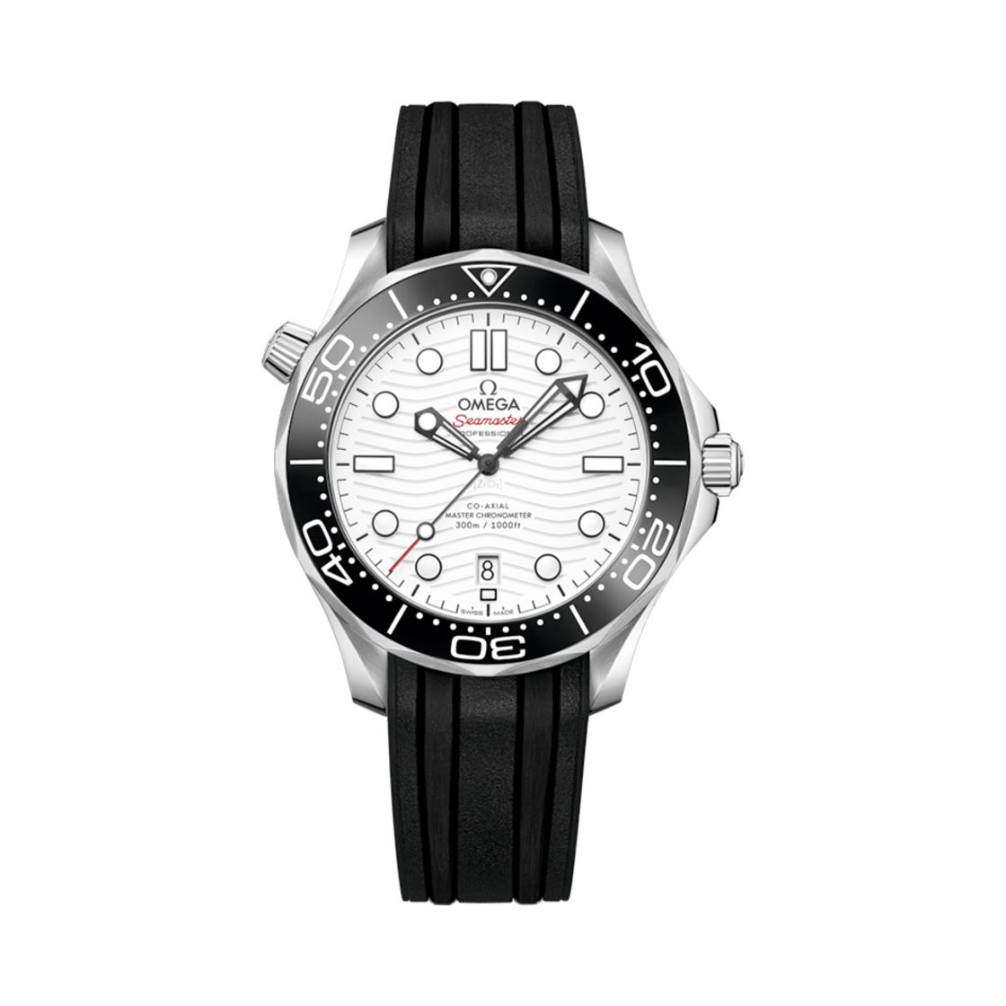 21032422004001 Omega Seamaster Diver 300M Co Axial Master Chronometer Steel Rubber Strap Black