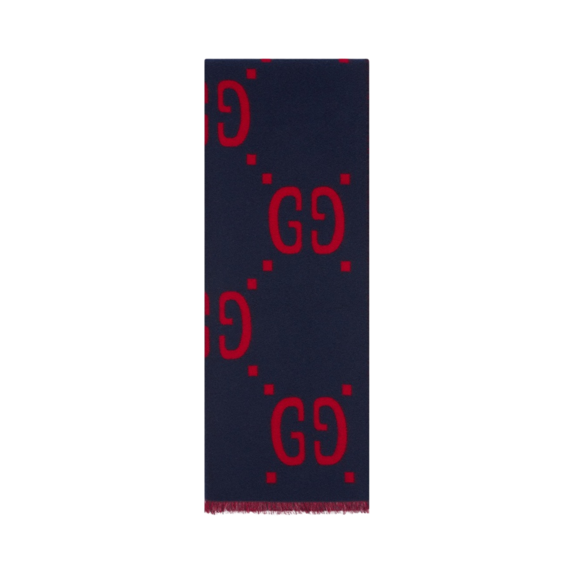 구찌 GG 자카드 울 실크 머플러 블루 레드(Gucci GG Jacquard Wool Silk Muffler Blue Red) - 1