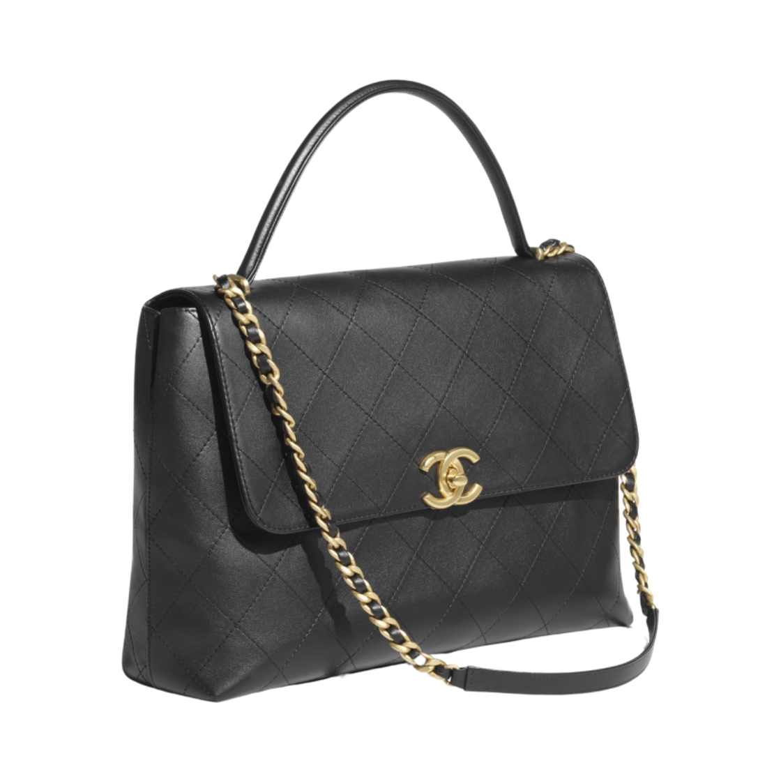 샤넬 핸들 장식의 맥시 플랩백 카프스킨 & 골드 메탈 블랙(Chanel Maxi Flap Bag with Top Handle Calfskin & Gold Black) - 2
