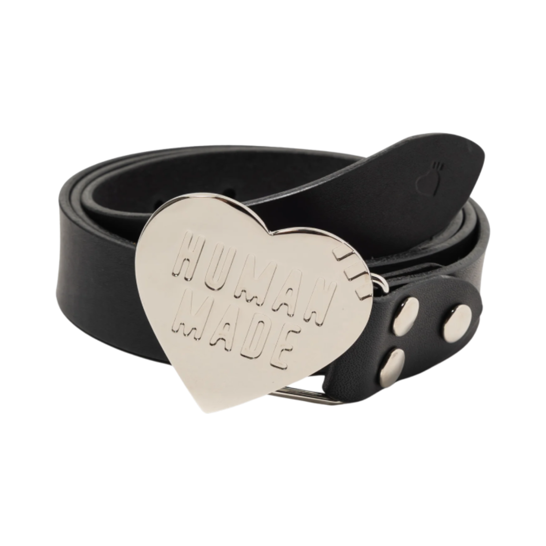HM29GD078 Human Made Heart Leather Belt Silver