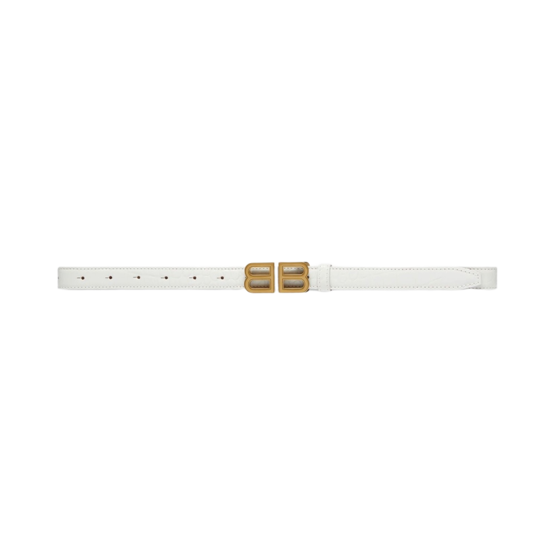 (W) 발렌시아가 BB 아워글래스 씬 벨트 크로커다일 엠보스 화이트((W) Balenciaga BB Hourglass Thin Belt Crocodile Embossed White) - 1