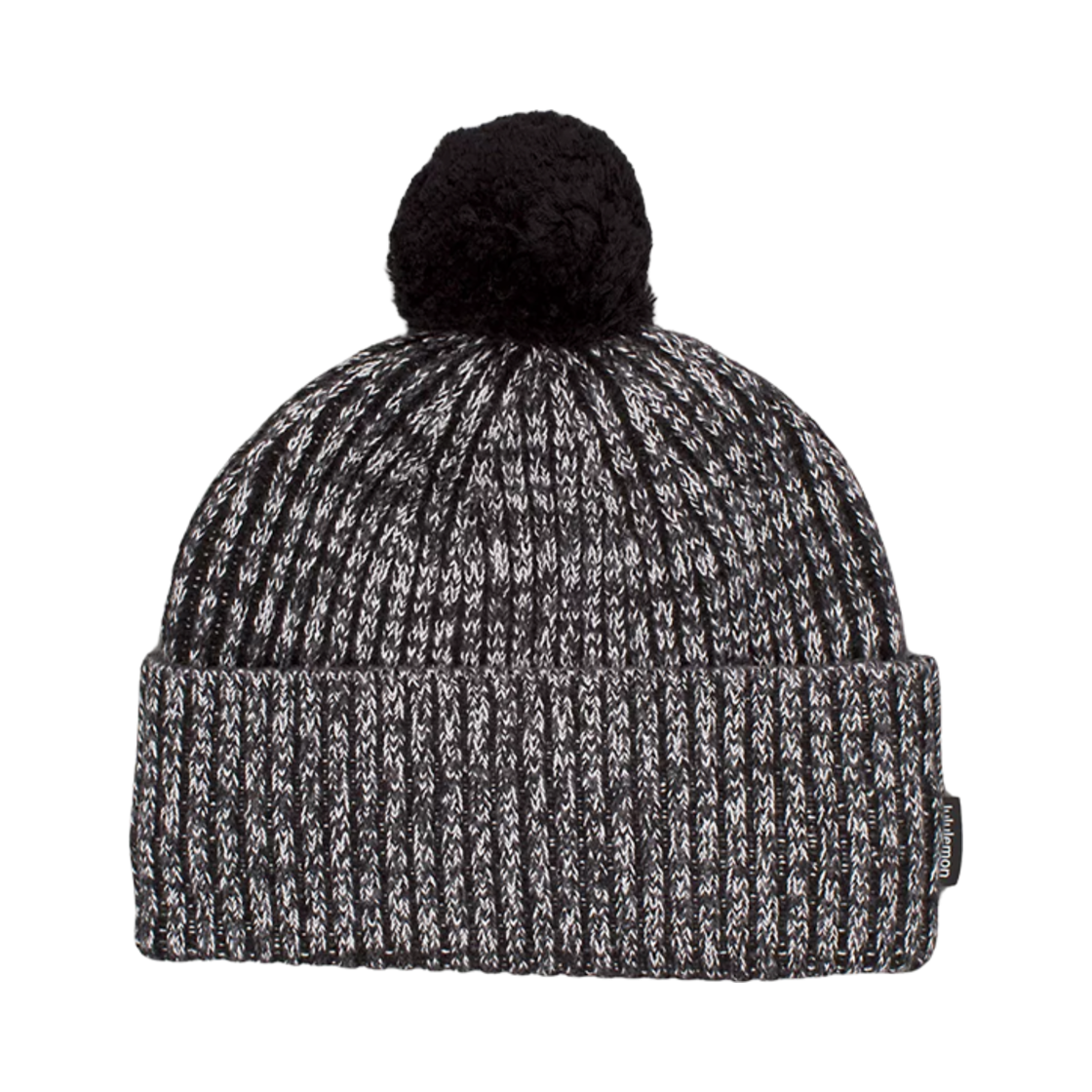 (W) 룰루레몬 텍스쳐드 플리스 라인드 니트 비니 블랙 그레이((W) Lululemon Textured Fleece Lined Knit Beanie Black Grey)