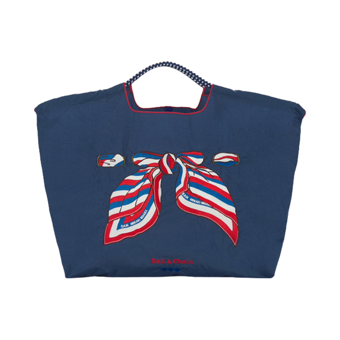 볼 앤 체인 산 히데아키 스카프 에코백 L 네이비(Ball & Chain San Hideaki Scarf Eco Bag L Navy)
