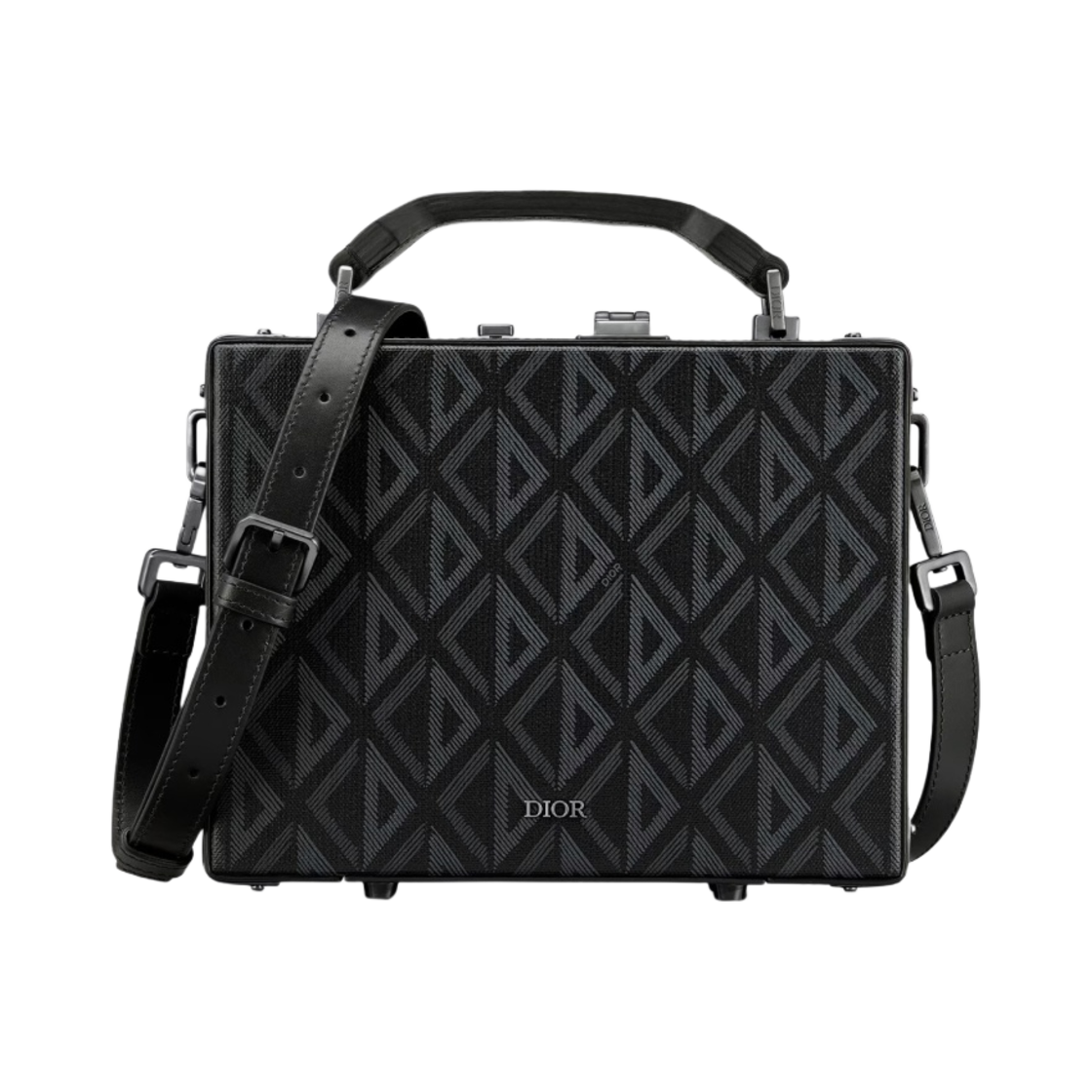 디올 락 케이스 CD 다이아몬드 캔버스 블랙(Dior Lock Case CD Diamond Canvas Black) - 1