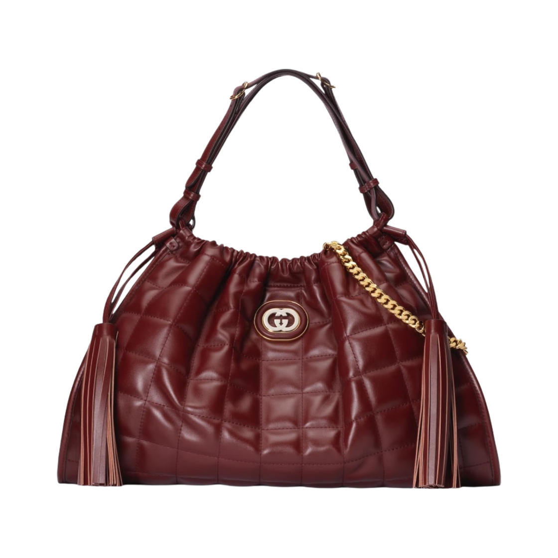구찌 데코 미디움 토트백 다크 레드 레더(Gucci Deco Medium Tote Bag Dark Red Leather) - 1