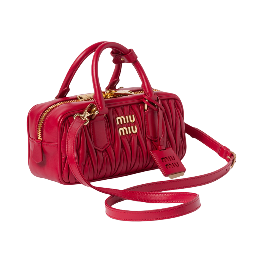 미우 미우 아르카디 마테라쎄 나파 레더 숄더백 레드(Miu Miu Arcadie Matelasse Nappa Leather Bag Red) - 2