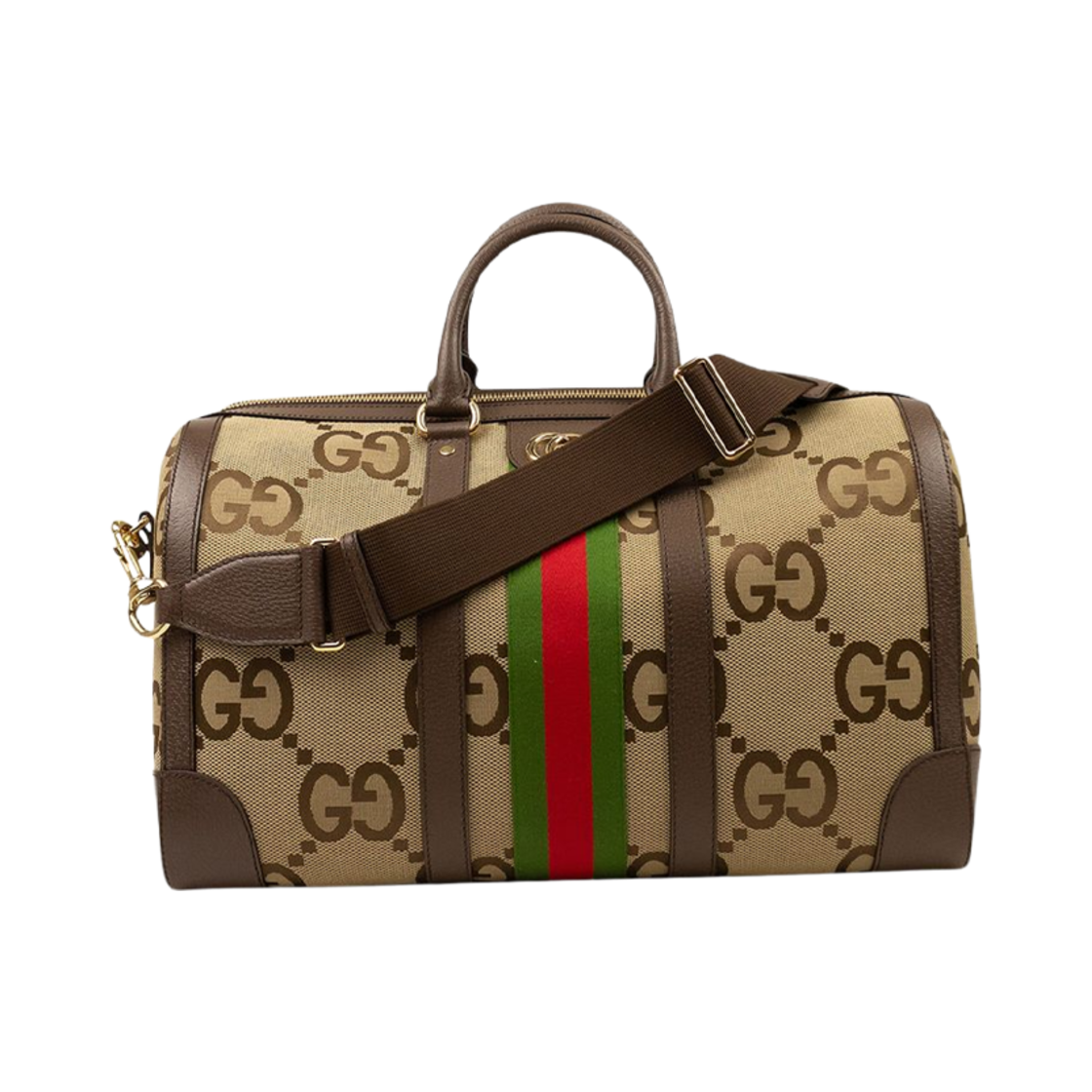 681295-UKMKG-8396 Gucci Jumbo GG Duffle Bag Camel Ebony