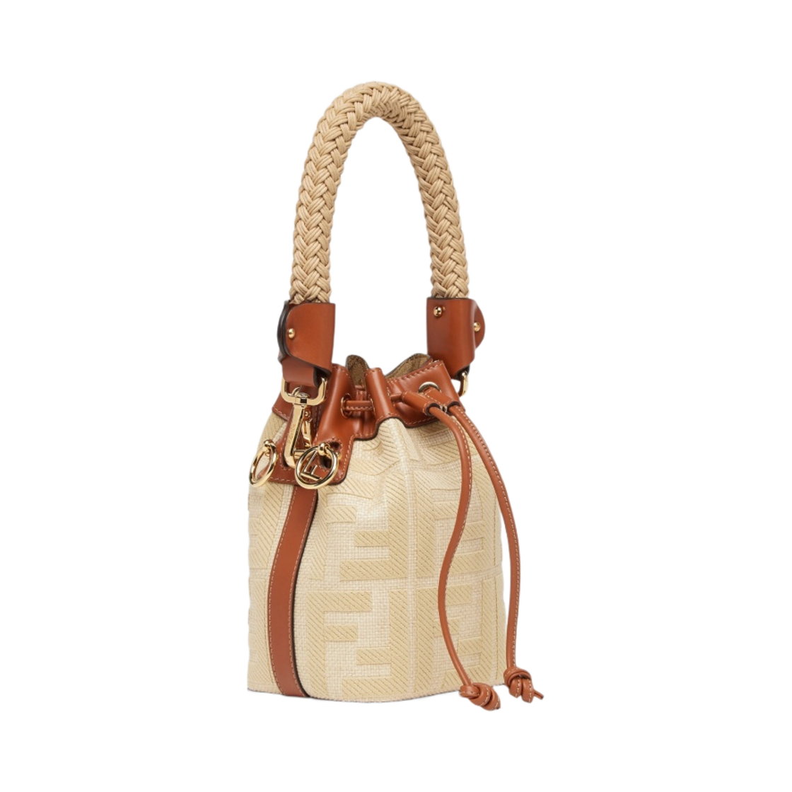 펜디 FF 자수 몬트레조 FF 내츄럴 스트로우 미니백 베이지(Fendi Mon Tresor FF Natural Straw Mini-Bag with FF Embroidery Beige) - 2