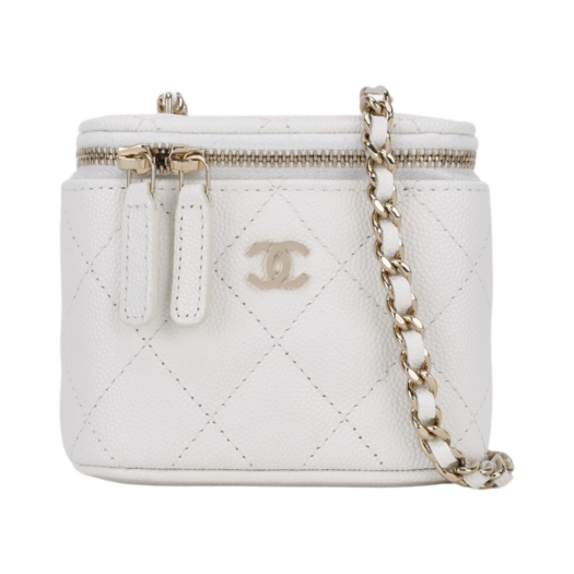 Chanel Small Classic Vanity with Chain Grained Calfskin & Gold White