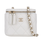 Chanel Small Classic Vanity with Chain Grained Calfskin & Gold White