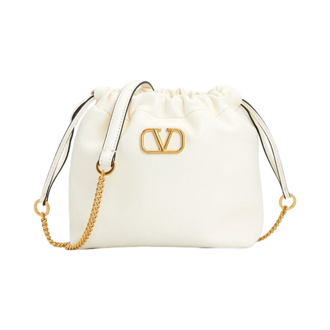 P0Z87VNL098 Valentino V Logo Signature Mini Drawstring Bag Ivory