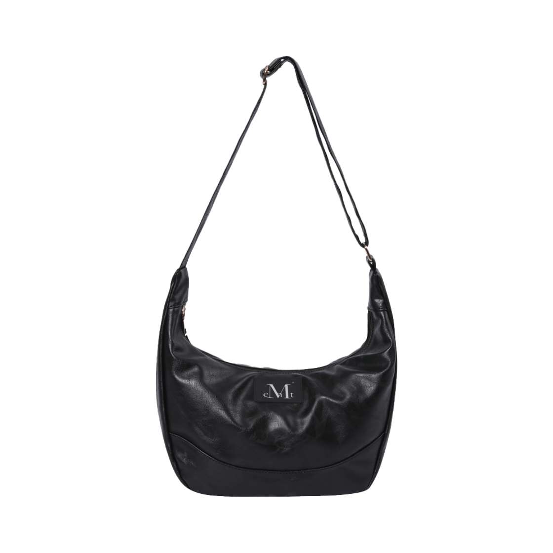 P00000UI_01 MUCENT Croia One Buckle Leather Shoulder Bag Black