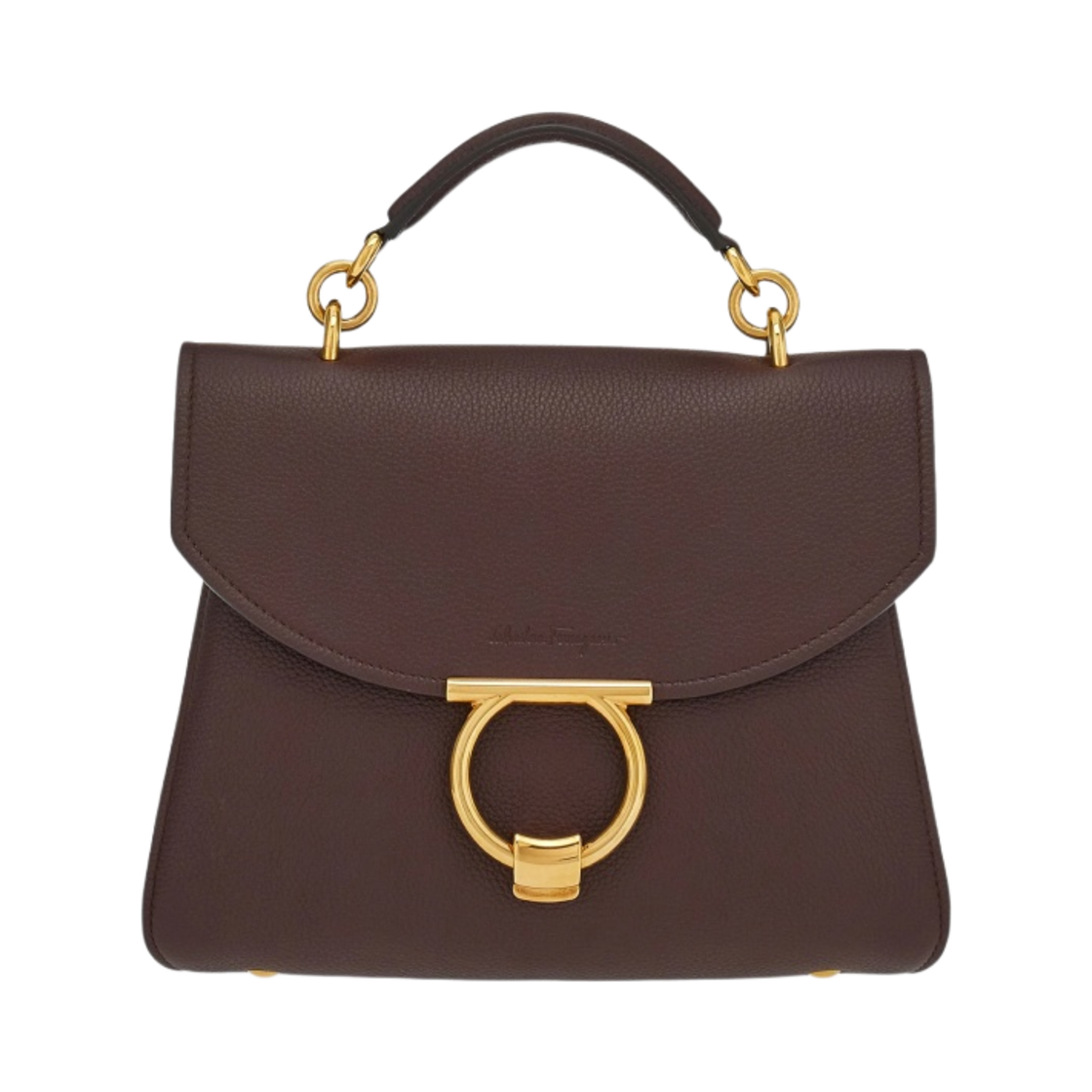 페라가모 스몰 간치니 탑 핸들백 가나슈 브라운(Ferragamo Small Gancini Top Handle Bag Ganache Brown) - 1