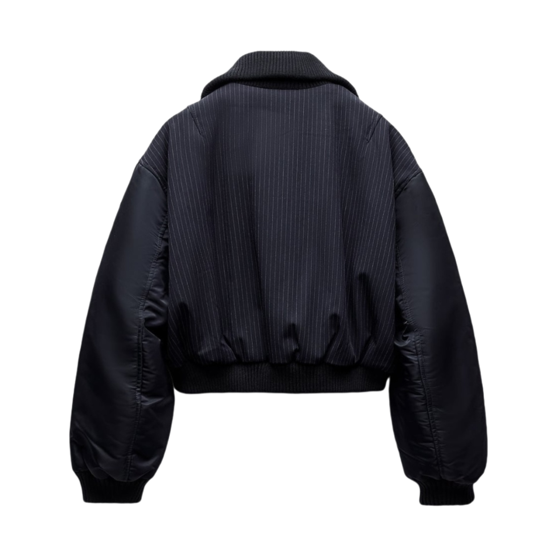 (W) 자라 지퍼 콘트라스트 봄버 자켓 네이비 블루((W) Zara Contrast Bomber Jacket with Zip Navy Blue) - 2
