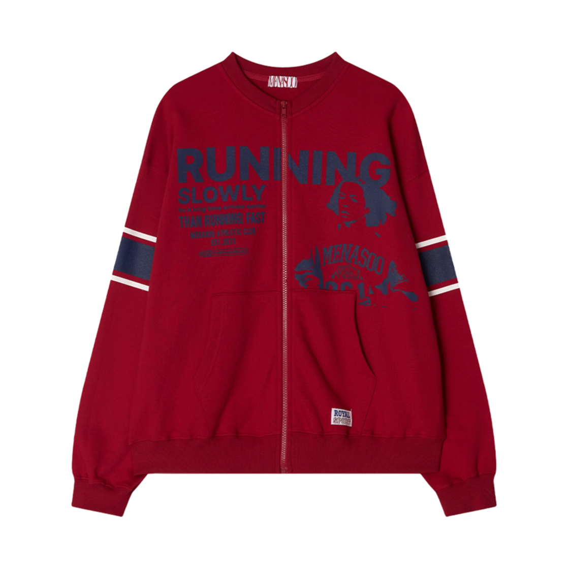 미나수 라운드넥 러닝 집업 가디건 레드