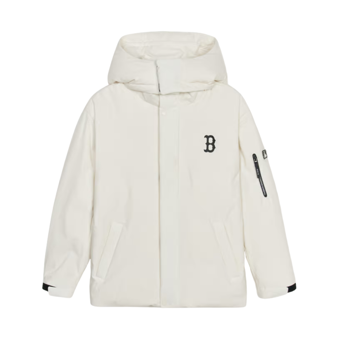 MLB 베이직 빅레터링 후드 헤비웨이트 숏 푸퍼 자켓 보스턴 레드삭스 크림(MLB Basic Big Lettering Hooded Heavyweight Short Puffer Jacket Boston Red Sox Cream)